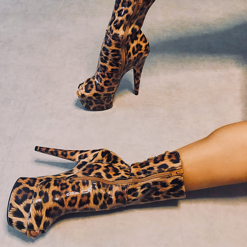 Empire Kicks Corset - Leopard - 6 INCH, stripper shoe, stripper heel, pole heel, not a pleaser, platform, dancer, pole dance, floor work