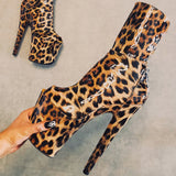 Empire Kicks Corset - Leopard - 8 INCH, stripper shoe, stripper heel, pole heel, not a pleaser, platform, dancer, pole dance, floor work