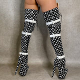 Branded Thigh High - Black - 8 INCH, stripper shoe, stripper heel, pole heel, not a pleaser, platform, dancer, pole dance, floor work