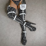 Branded Thigh High - Black - 8 INCH, stripper shoe, stripper heel, pole heel, not a pleaser, platform, dancer, pole dance, floor work