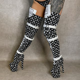 Branded Thigh High - Black - 8 INCH, stripper shoe, stripper heel, pole heel, not a pleaser, platform, dancer, pole dance, floor work