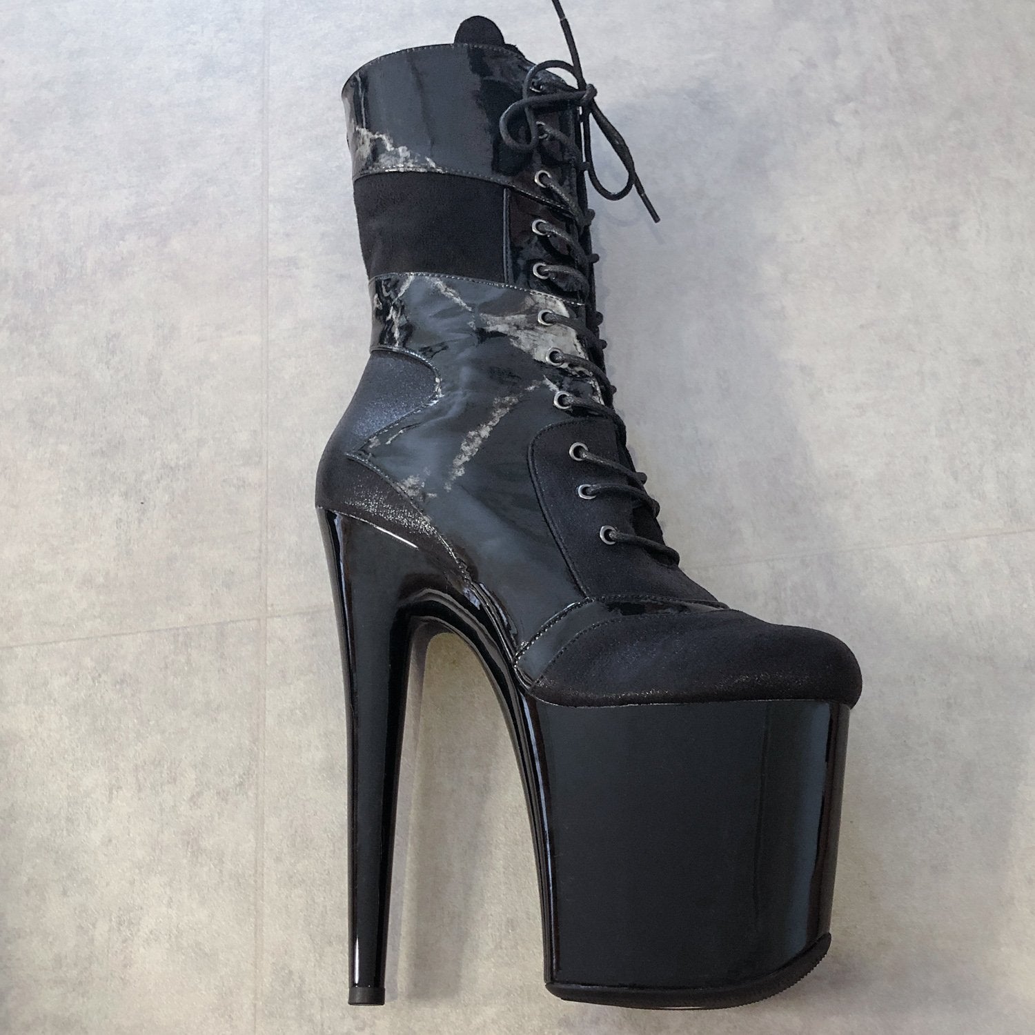 Empire Kicks Sneaker Black Marble - 8 INCH, stripper shoe, stripper heel, pole heel, not a pleaser, platform, dancer, pole dance, floor work