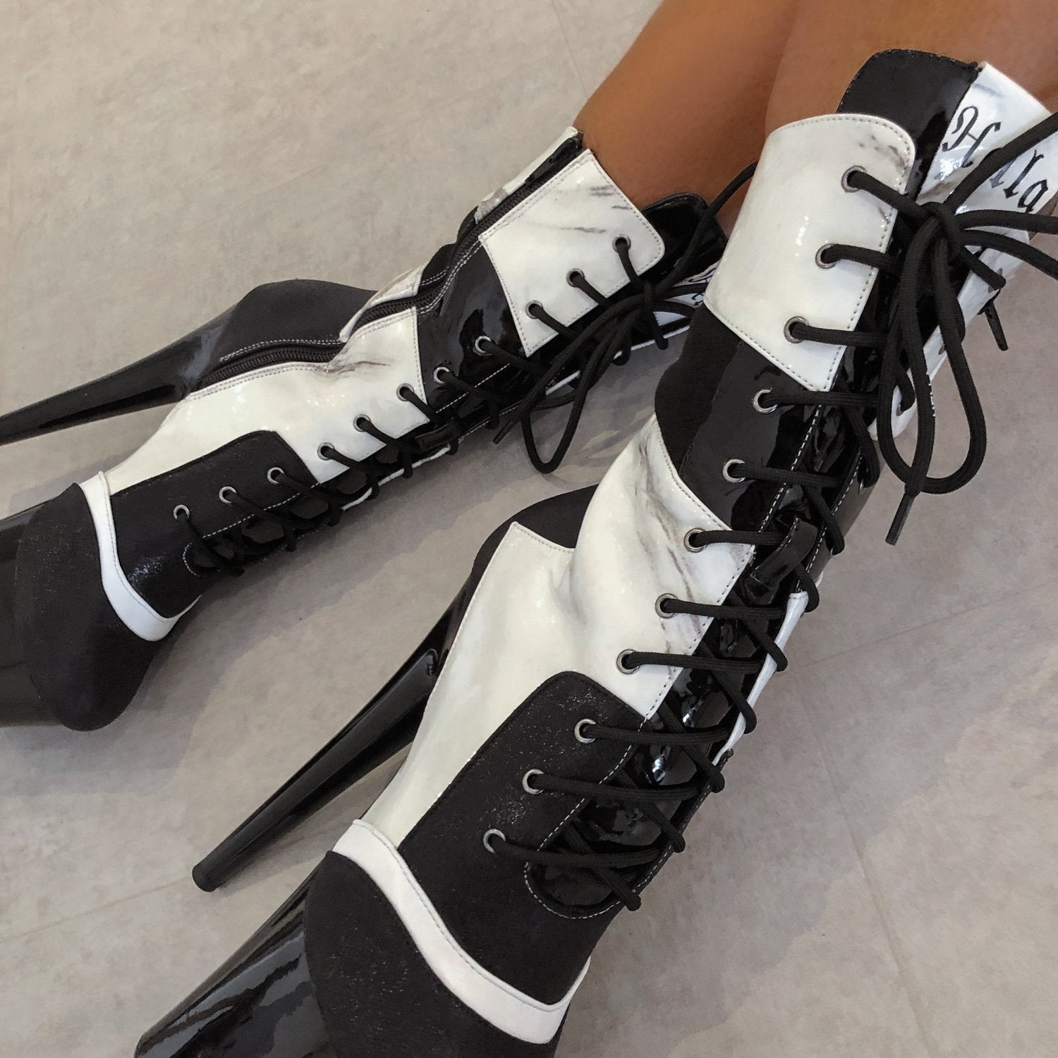 Empire Kicks Sneaker White Marble - 7 INCH, stripper shoe, stripper heel, pole heel, not a pleaser, platform, dancer, pole dance, floor work