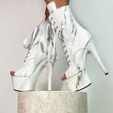 Faith Open Toe Boot - 7 INCH, stripper shoe, stripper heel, pole heel, not a pleaser, platform, dancer, pole dance, floor work