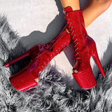 The Glitterati Open Toe Boot - Kansass - 8 INCH, stripper shoe, stripper heel, pole heel, not a pleaser, platform, dancer, pole dance, floor work