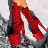 The Glitterati Open Toe Boot - Kansass - 8 INCH, stripper shoe, stripper heel, pole heel, not a pleaser, platform, dancer, pole dance, floor work