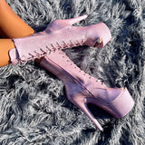 The Glitterati Open Toe Boot - Sugar Baby - 7 INCH, stripper shoe, stripper heel, pole heel, not a pleaser, platform, dancer, pole dance, floor work