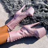 The Glitterati Open Toe Boot - Sugar Baby - 8 INCH, stripper shoe, stripper heel, pole heel, not a pleaser, platform, dancer, pole dance, floor work