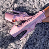 The Glitterati Open Toe Boot - Sugar Baby - 8 INCH, stripper shoe, stripper heel, pole heel, not a pleaser, platform, dancer, pole dance, floor work