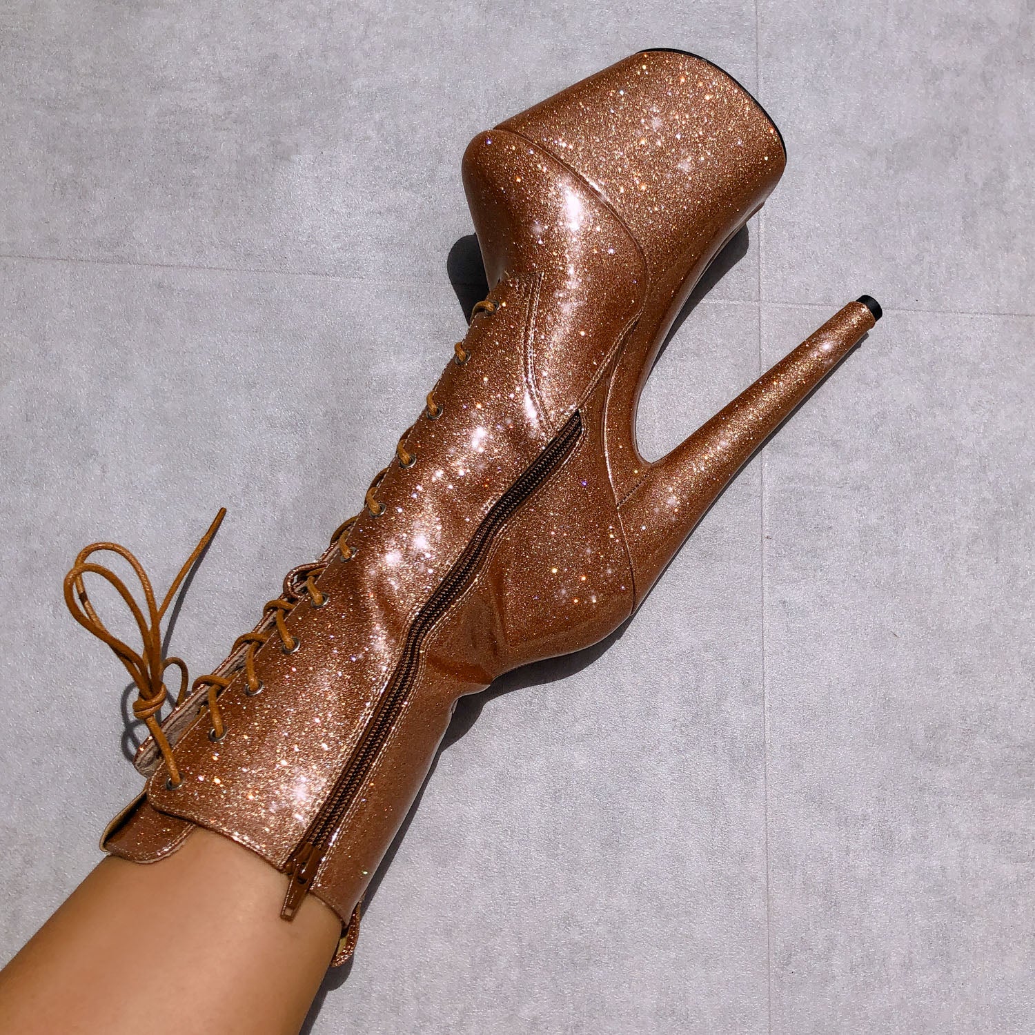The Glitterati Boot - Oh Honey - 8 INCH, stripper shoe, stripper heel, pole heel, not a pleaser, platform, dancer, pole dance, floor work