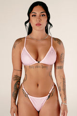 HOAH Bikini Clasp Release Thong Bottoms - Sparkle Pink