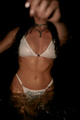 HOAH Bikini Clasp Release Thong Bottoms - Sparkle White