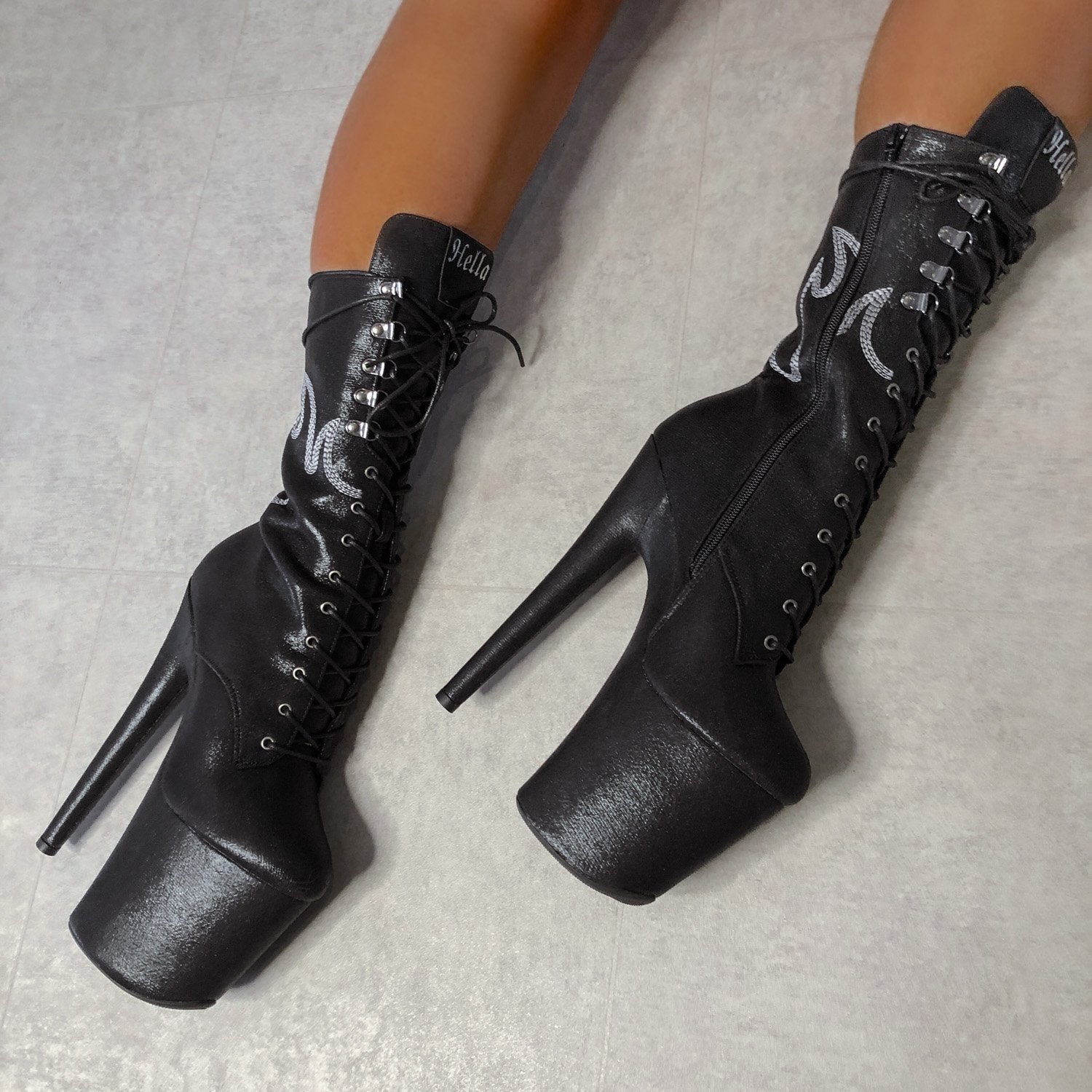 HellGirl Black/Glow Front Lace - 8 INCH – Hella Heels US