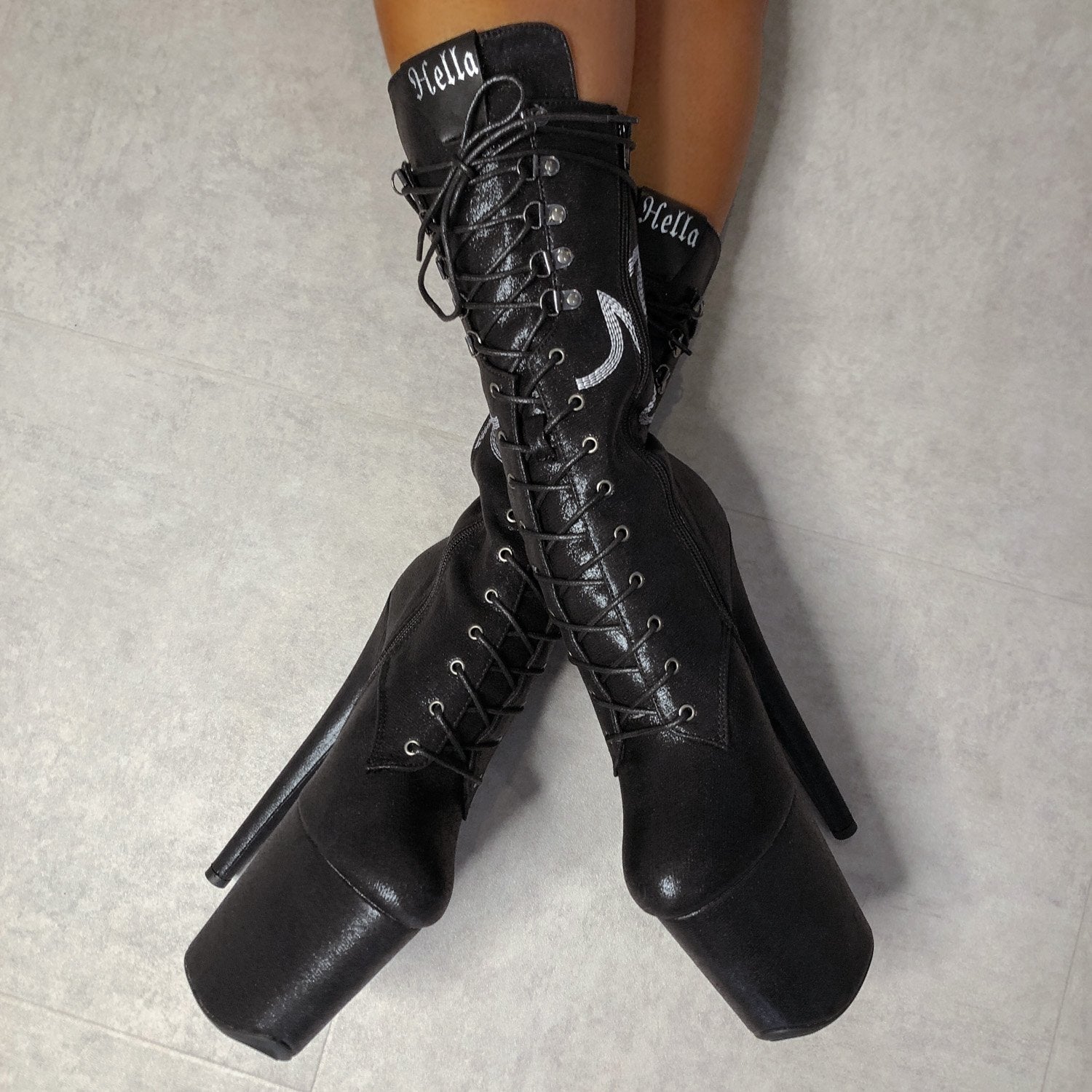 HellGirl Black/Glow Front Lace - 8 INCH – Hella Heels US