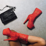 HellGirl Red/Yellow Flame - 7 INCH, stripper shoe, stripper heel, pole heel, not a pleaser, platform, dancer, pole dance, floor work