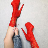 HellGirl Red/Yellow Flame - 8 INCH, stripper shoe, stripper heel, pole heel, not a pleaser, platform, dancer, pole dance, floor work