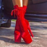 BabyDoll Velvet Bad Blood - 8 INCH, stripper shoe, stripper heel, pole heel, not a pleaser, platform, dancer, pole dance, floor work