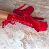BabyDoll Velvet Bad Blood - 8 INCH, stripper shoe, stripper heel, pole heel, not a pleaser, platform, dancer, pole dance, floor work