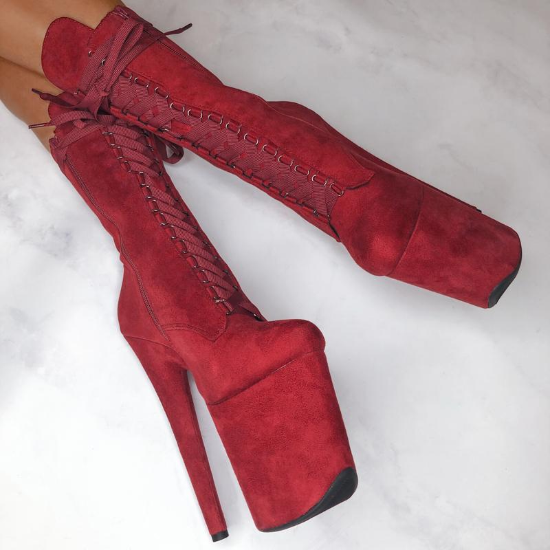 High Babydoll Dark Red - 8 INCH, stripper shoe, stripper heel, pole heel, not a pleaser, platform, dancer, pole dance, floor work
