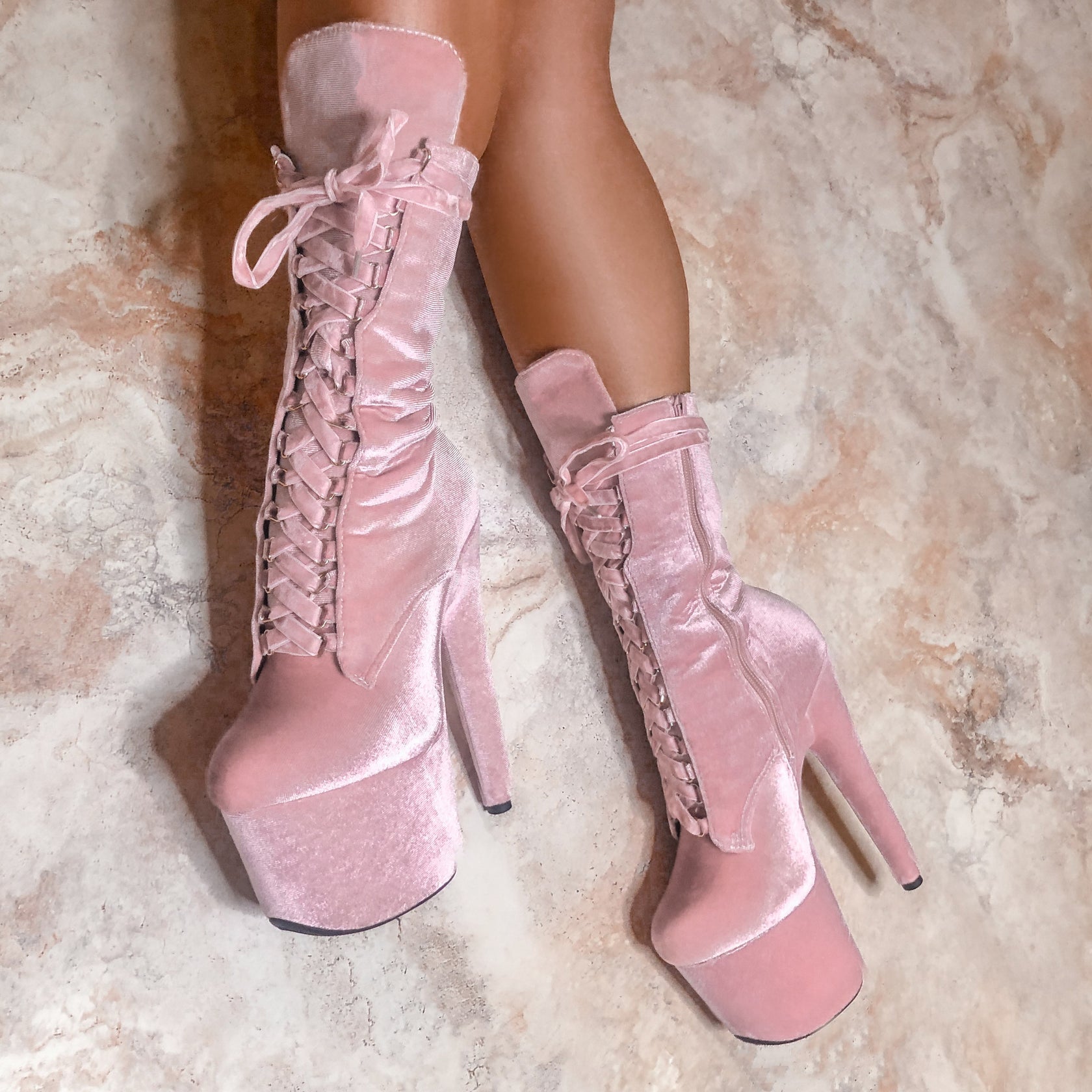 BabyDoll Velvet Downtown Doll - 7 INCH, stripper shoe, stripper heel, pole heel, not a pleaser, platform, dancer, pole dance, floor work