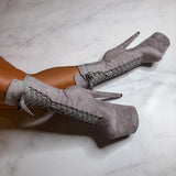 High Babydoll Light Gray - 8 INCH, stripper shoe, stripper heel, pole heel, not a pleaser, platform, dancer, pole dance, floor work