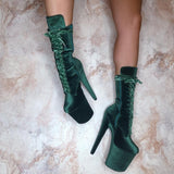 BabyDoll Velvet NY Gangster - 8 INCH, stripper shoe, stripper heel, pole heel, not a pleaser, platform, dancer, pole dance, floor work
