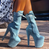 High Babydoll Baby Blue - 8 INCH, stripper shoe, stripper heel, pole heel, not a pleaser, platform, dancer, pole dance, floor work