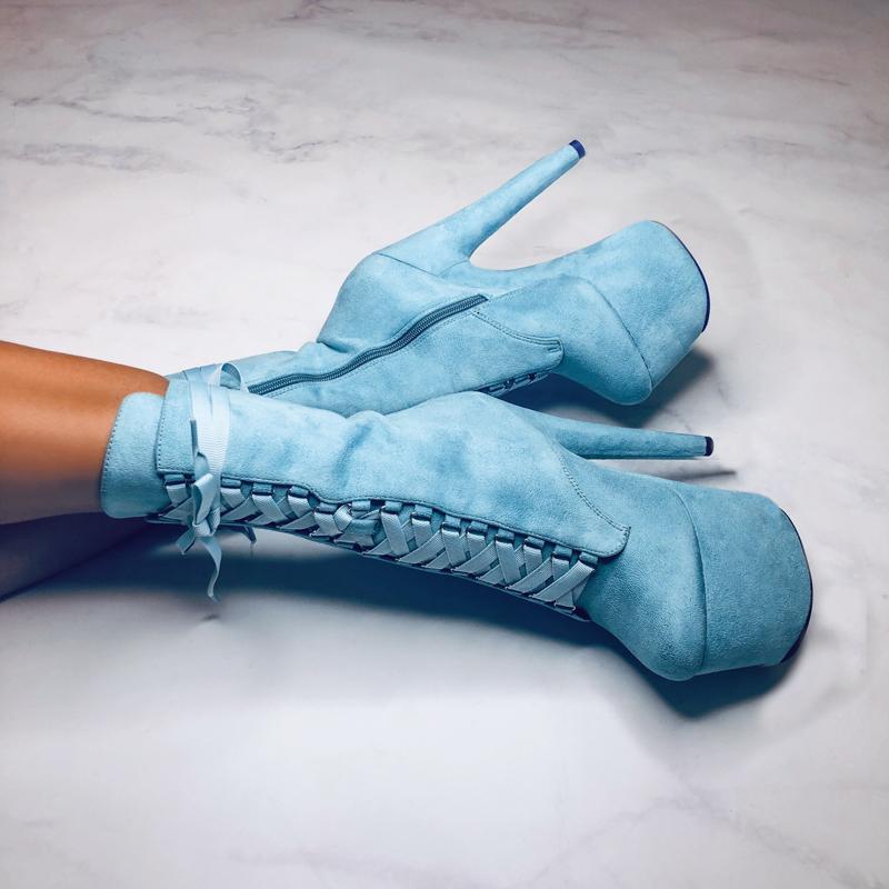 High Babydoll Baby Blue - 7 INCH, stripper shoe, stripper heel, pole heel, not a pleaser, platform, dancer, pole dance, floor work