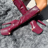 I Don’t Bite - Knee Boot Open Toe - 8INCH, stripper shoe, stripper heel, pole heel, not a pleaser, platform, dancer, pole dance, floor work