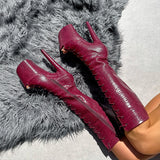 I Don’t Bite - Knee Boot Open Toe - 8INCH, stripper shoe, stripper heel, pole heel, not a pleaser, platform, dancer, pole dance, floor work