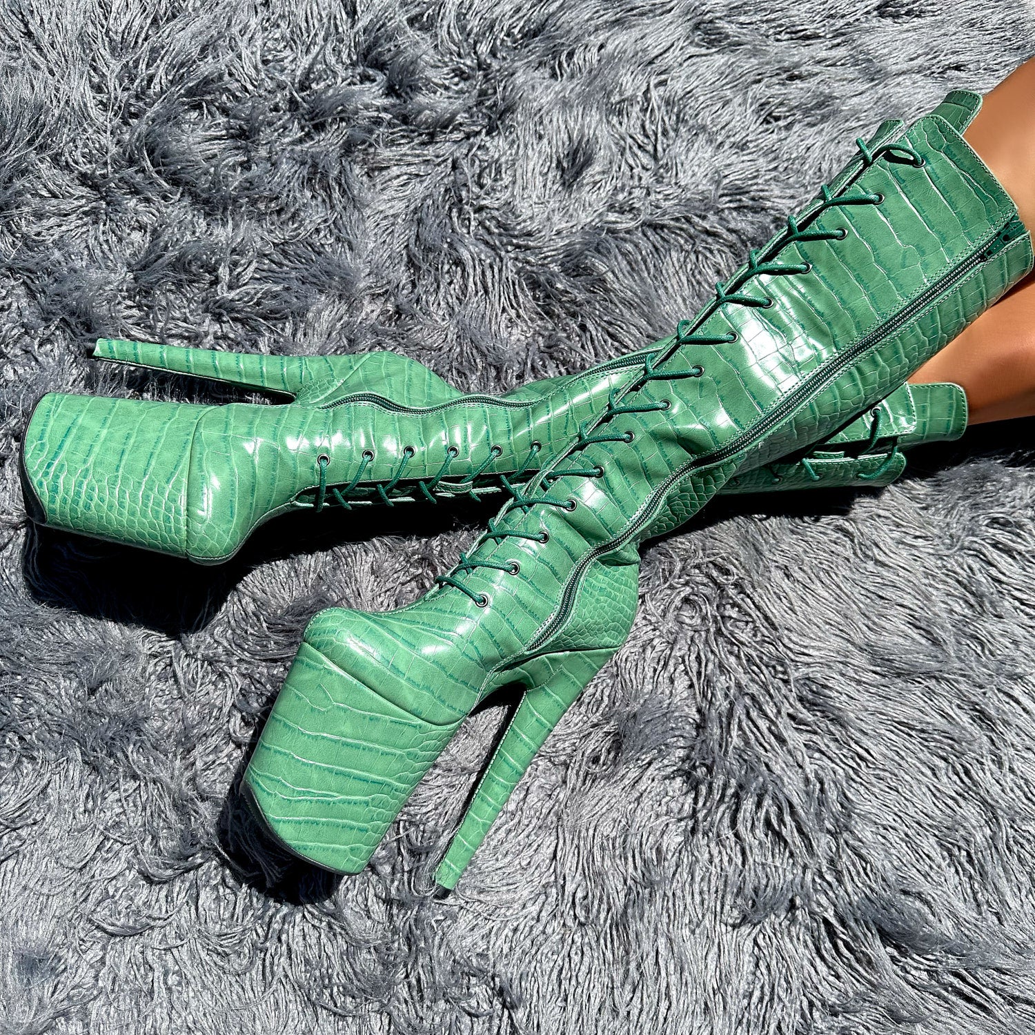Killing Adam - Knee Boot - 8INCH, stripper shoe, stripper heel, pole heel, not a pleaser, platform, dancer, pole dance, floor work