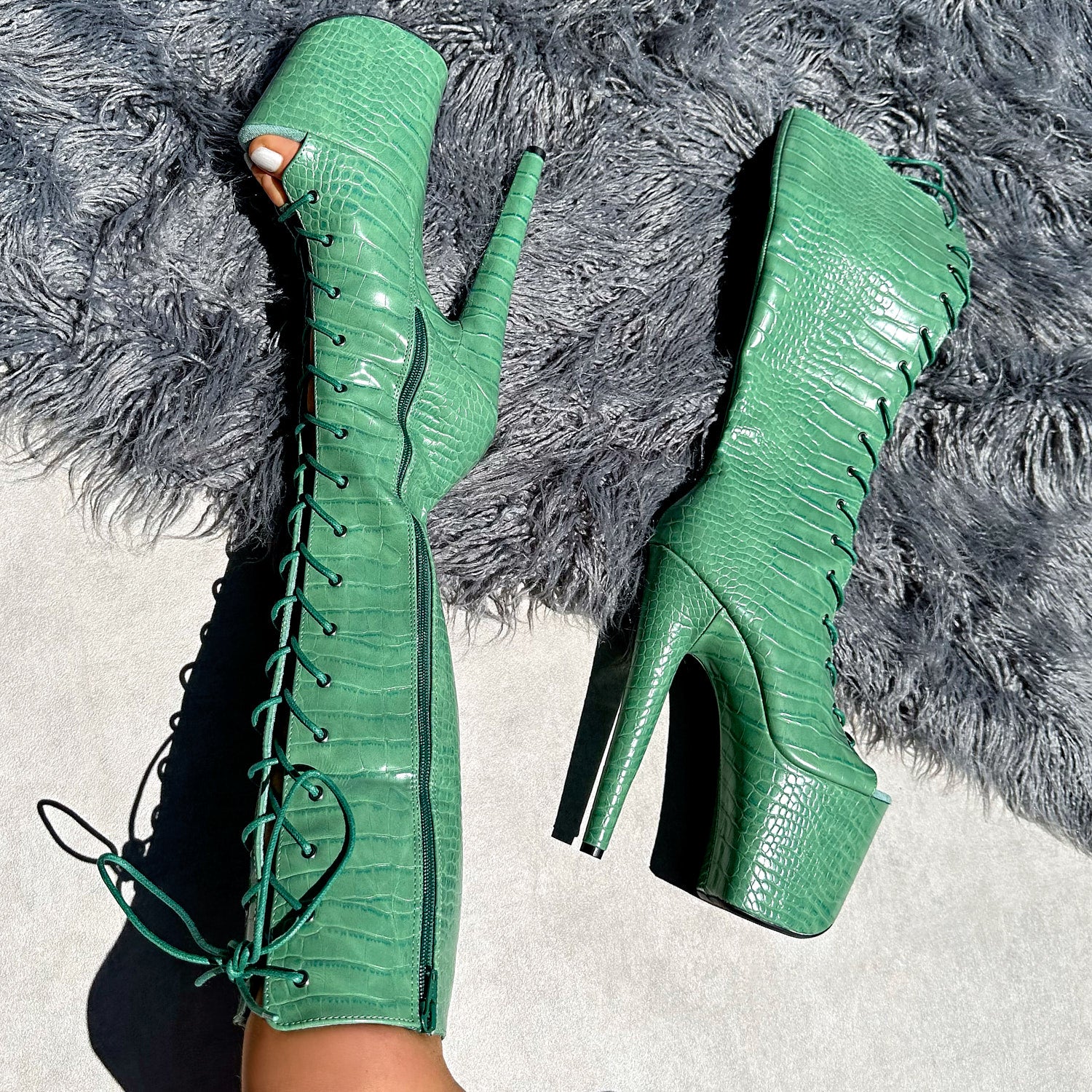 Killing Adam - Knee Boot Open Toe - 8INCH – Hella Heels US