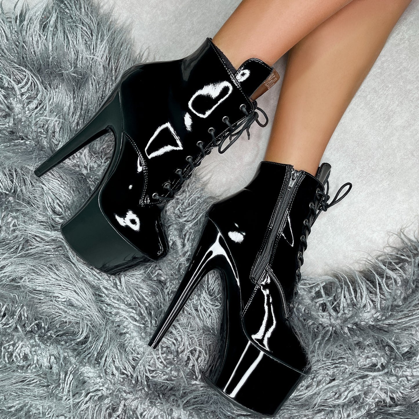 Lipkit Ankle Boot - Black Beatle - 7 INCH, stripper shoe, stripper heel, pole heel, not a pleaser, platform, dancer, pole dance, floor work