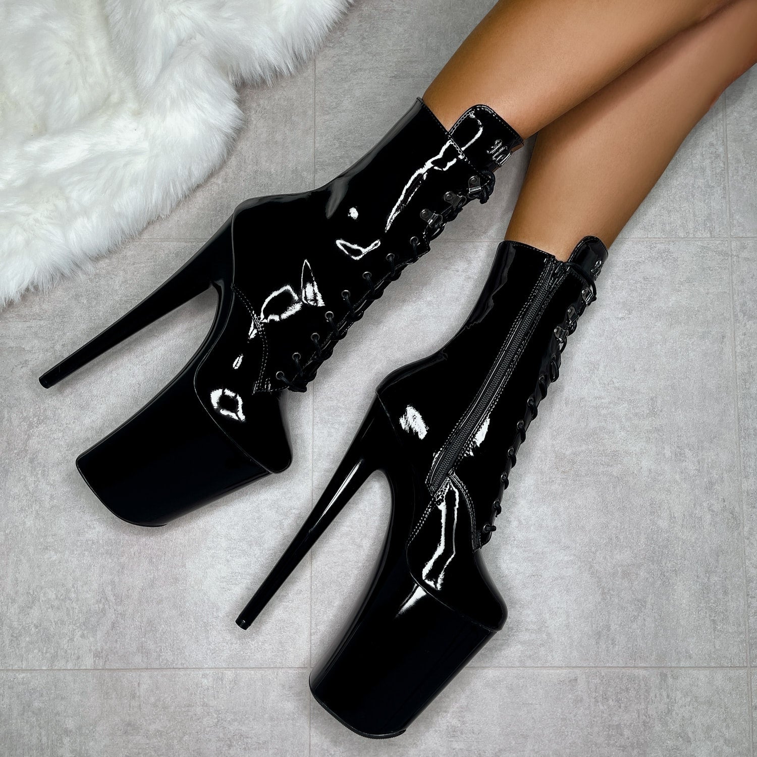 LipKit Boot - Black Beatle - 9 INCH, stripper shoe, stripper heel, pole heel, not a pleaser, platform, dancer, pole dance, floor work