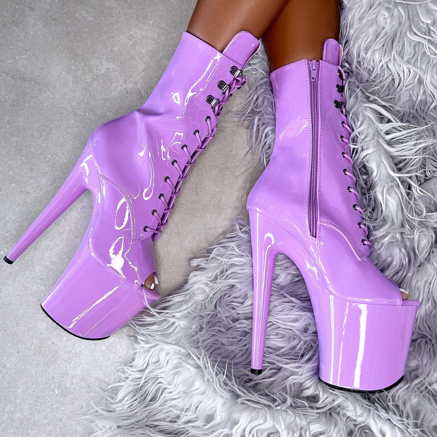 Lipkit Boot Open Toe - Grape - 8INCH