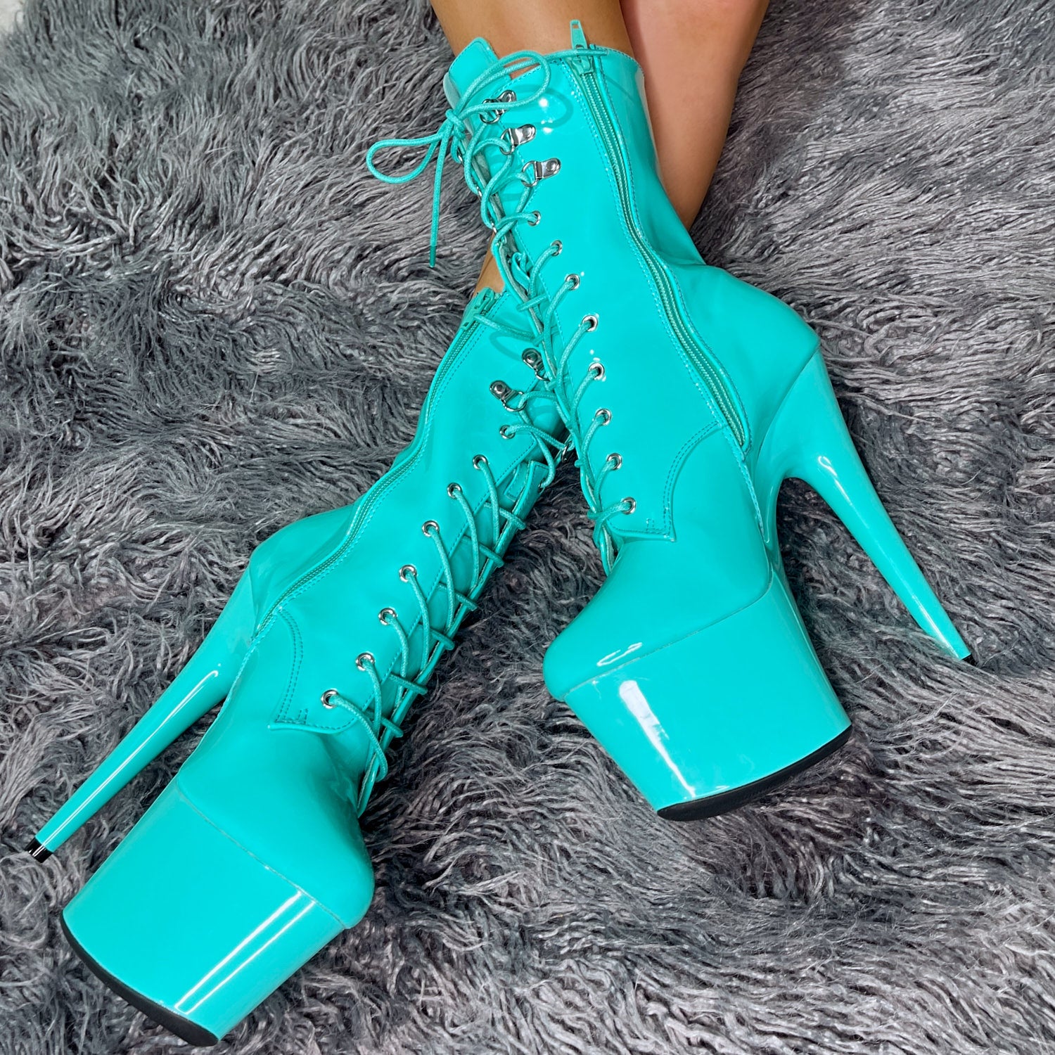 LipKit Boot - Minted - 7 INCH, stripper shoe, stripper heel, pole heel, not a pleaser, platform, dancer, pole dance, floor work