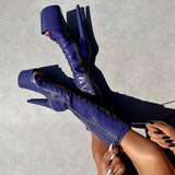 Play Dead - Knee Boot Open Toe - 8INCH, stripper shoe, stripper heel, pole heel, not a pleaser, platform, dancer, pole dance, floor work