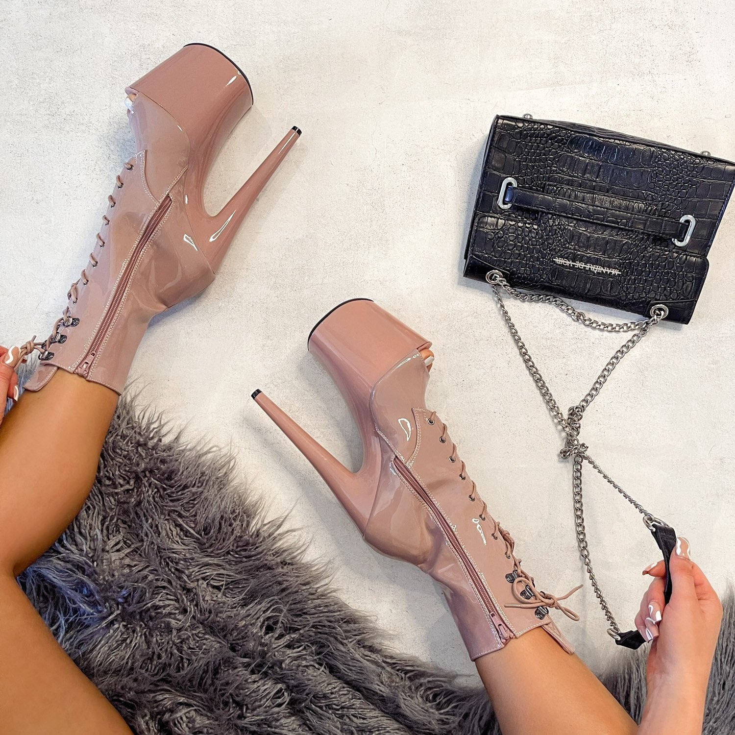 LipKit Open Toe Boot - Boujee - 8 INCH, stripper shoe, stripper heel, pole heel, not a pleaser, platform, dancer, pole dance, floor work