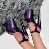 Glitterati Stiletto - Purple Rain - 8 INCH, stripper shoe, stripper heel, pole heel, not a pleaser, platform, dancer, pole dance, floor work