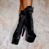 BabyDoll Velvet - Russian Roulette - 7 INCH, stripper shoe, stripper heel, pole heel, not a pleaser, platform, dancer, pole dance, floor work