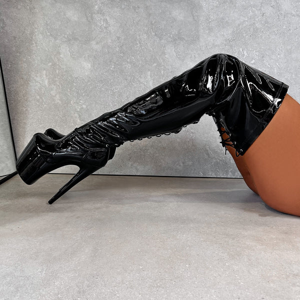 Thicc Thigh High - Black Beatle - 8 INCH – Hella Heels US