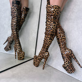 Leopard Thigh High - 8 INCH - Half Zip