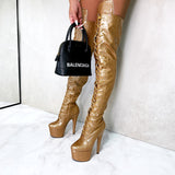 Glitterati Thigh High - Oh Honey - 7 INCH, stripper shoe, stripper heel, pole heel, not a pleaser, platform, dancer, pole dance, floor work