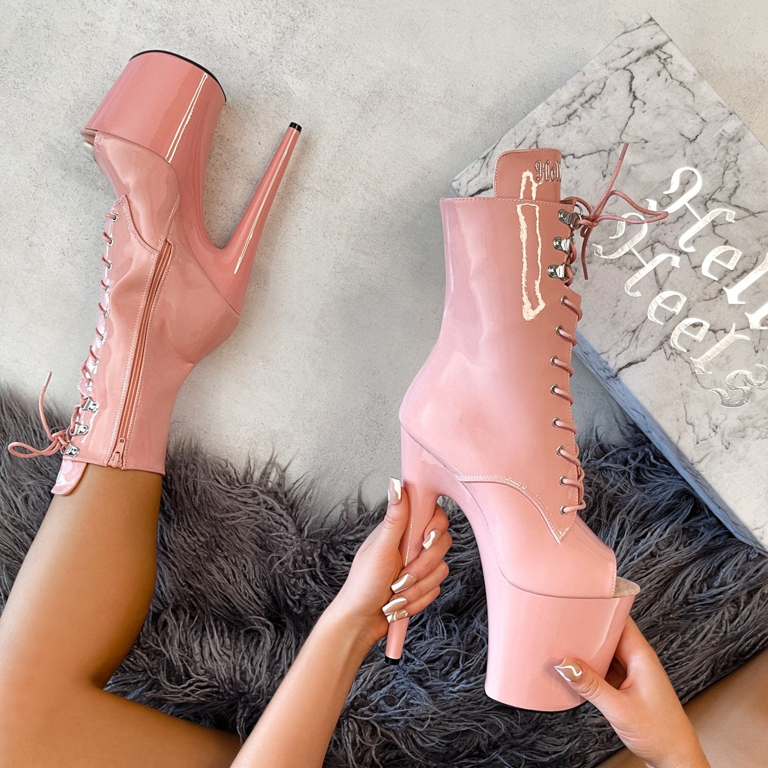 LipKit Open Toe Boot - Candy Shop - 8 INCH, stripper shoe, stripper heel, pole heel, not a pleaser, platform, dancer, pole dance, floor work