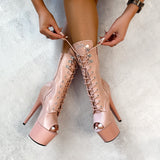 LipKit Boot Open Toe - Dream On - 7 INCH, stripper shoe, stripper heel, pole heel, not a pleaser, platform, dancer, pole dance, floor work
