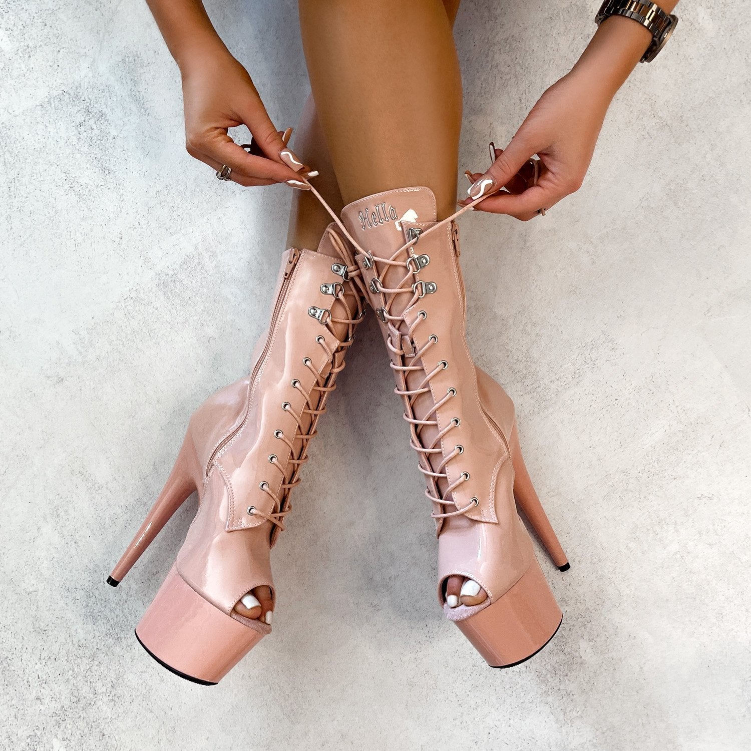 LipKit Boot Open Toe - Dream On - 7 INCH, stripper shoe, stripper heel, pole heel, not a pleaser, platform, dancer, pole dance, floor work