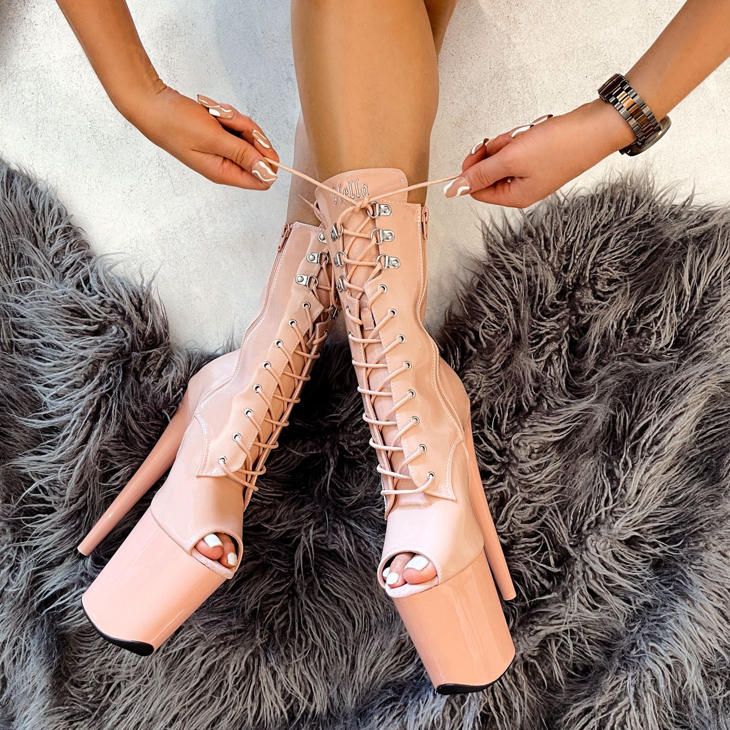 LipKit Open Toe Boot - Dream On - 8 INCH, stripper shoe, stripper heel, pole heel, not a pleaser, platform, dancer, pole dance, floor work