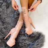 LipKit Open Toe Boot - Dream On - 8 INCH, stripper shoe, stripper heel, pole heel, not a pleaser, platform, dancer, pole dance, floor work