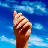 clear nails long clouds sparkle stick on