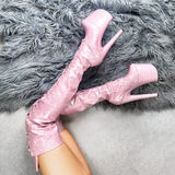 Glitterati Thigh High - Sugarbaby - 8 INCH, stripper shoe, stripper heel, pole heel, not a pleaser, platform, dancer, pole dance, floor work